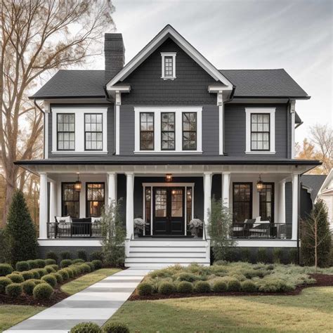 gray house black metal roof white trim|light gray house colors.